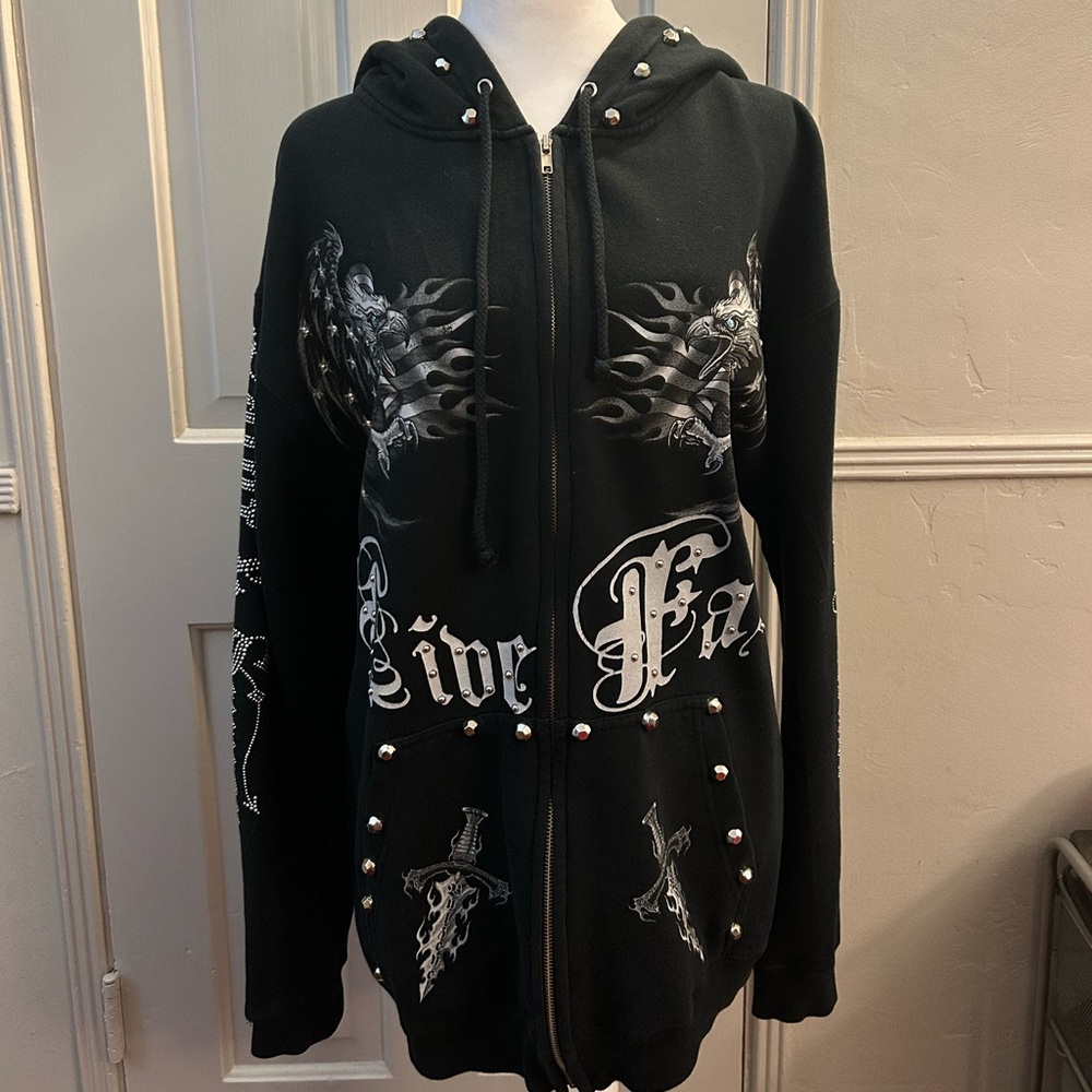 bulzeye affliction style zip up hoodie